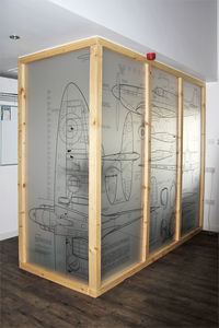  - Etching on the walls of the pilot briefing area in the new clubhouse, Fishburn Airfield, July 25th 2015.  - by Malcolm Clarke