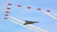  - Formation flight of the Red Arrows with XH558 Avro Vulcan at RIAT 2015 - by Paul H