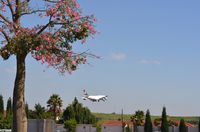  - Lufthansa B748 ariving in JNB seen from the Birchwood Hotel in Boksburg. - by FerryPNL