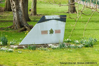  - Section of Lightning F6 tail fin presented by the Commanding Officer Grp Cptn J H Spencer AFC RAF, and all personnel of Royal Air Force Binbrook to commemorate the end of the Lightning era, at the village Primary School. - by Chris Hall