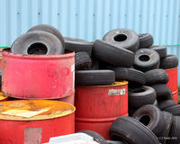  - Looking tyred at Dundee Riverside EGPN - used aircraft tyres collection for recycling - by Clive Pattle