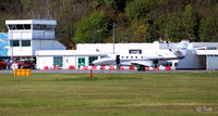  - A visiting Netjets Europe Cessna 560XL Citation XLS parked at the terminal at Dundee EGPN - by Clive Pattle