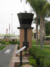  - Miniature CMA Control Tower with civil rotating beacon (white-green) and real-time audio from Tower ATC and aircraft pilots at CMA Aircraft Public View Park. Listen up here! - by Doug Robertson