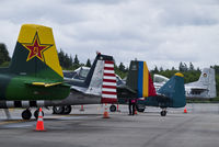  - Lineup of various aircraft belonging to members of the Cascade Warbirds at the 2016 Paine Field General Aviation Day. - by Eric Olsen