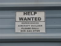  - HELP WANTED-Posted on Experimental aircraft build/rebuild/completion huge equipped Work Hangar - by Doug Robertson