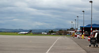  - Main apron view looking west at Dundee Riverside airport EGPN. A visiting BJ400A OK-PPP is parked up. - by Clive Pattle