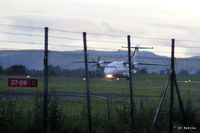  - Through the fence shot in the failing light at Dundee EGPN - Dornier Do328-100 G-BYHG back tracks to the terminal. - by Clive Pattle