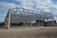  - Hangar 5 under development at Norwich with the frame stripped back. - by Graham Reeve