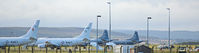  - Over the fence at RAF Lossiemouth EGQS during Exercise Joint Warrior 16-2. Maritime Patrol Aircraft parked on the northern apron - 2 x P-8's and 2 x CP-140 Auroras await their next nightime missions. - by Clive Pattle