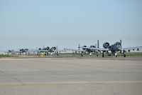 - First wave of A-10Cs from the 190th Fighter Sq., 124th Fighter Wing, Idaho ANG taxi down Bravo to RWY 28L for their departure to the Middle East for 6 months. - by Gerald Howard