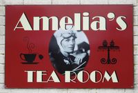  - New sign on the airport cafe, now Amelia's Tearoom. - by Roger Winser