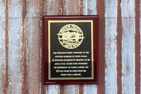  - The Dedication Plaque of Aviation Museum of Santa Paula Hangar One on a First Sunday Open House. - by Doug Robertson