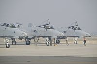  - Three A-10s from the 190th Fighter Sq., Idaho ANG  on the de arm ramp from pre flight checks. Smoke filled day required IFR landings & departures. - by Gerald Howard