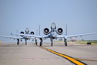  - A-10Cs from the 190th Fighter Sq., Idaho ANG taxiing down Bravo to RWY 28L. - by Gerald Howard