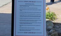  - Santa Paula Airport Pedestrian Safety Rules. Please read large. Posted near Aviation Museum of Santa Paula entryway. - by Doug Robertson