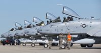  - Five A-10C from the 190th Fighter Sq., 124th Fighter Wing parked on the De arm pad getting final pre flight checks. - by Gerald Howard
