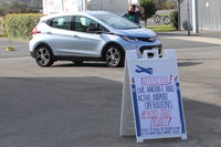  - Cautionary Post put up on First Sundays Aviation Museum of Santa Paula Open House along with rope barriers near taxiways - by Doug Robertson