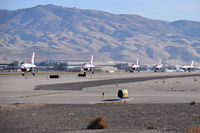  - Members of Thunderbirds taxiing on Foxtrot for RWY 10R. Flew in the Gowen Field air show during the weekend. - by Gerald Howard