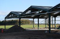  - The new hangar under construction at Northrepps. - by Graham Reeve