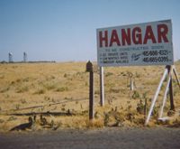  - Sign for the new hangars at the old Rio Vista Airport California. June 1976. - by Clayton Eddy