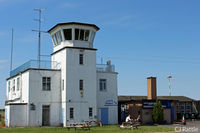  - The WWII Tower at Carlisle. Still in use along with the 'Cafe Stobart' within. Tower and cafe to become redundant in September 2018 when the new airport buildings open. - by Clive Pattle