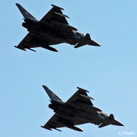  - A pair of Typhoon FGR4 aircraft over RAF Lossiemouth prior to landing. - by Clive Pattle