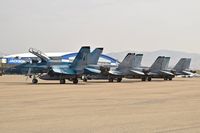  @ Boise Air Terminal/gowen Fld Airport - F/A-18s from VMFAT-101 and VFA-106 parked on the north GA ramp. - by Gerald Howard