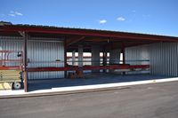  @ Boise Air Terminal/gowen Fld Airport - Hangars moved by lifting the red I beams bolted to the frame. - by Gerald Howard