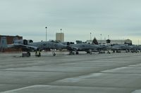  @ Boise Air Terminal/gowen Fld Airport - EA-18G 168380 had a blown tire when land ing on RWY 28L. Towed to Idaho ANG ramp and placed between two A-10s. Can you spot it? - by Gerald Howard