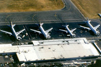  - Airport Overview of 'Old Eagle Farm' International Airport YBBN, taken from Australian Airlines first A300B4-203 VH-TAA, on approach to 'New Eagle Farm' Airport on 12Aug1992. The Terminal building is dominating the foreground. - by Walnaus47