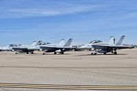  @ Boise Air Terminal/gowen Fld Airport - Three F/A-18D fighters from VMFAT-101 Sharpshooters, Miramar. CA parked on the north GA ramp. - by Gerald Howard