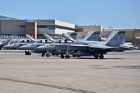  @ Boise Air Terminal/gowen Fld Airport - Three F/A-18C aircraft from FMFA-323 Death Rattlers parked for re fueling. - by Gerald Howard