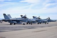  @ Boise Air Terminal/gowen Fld Airport - Three F/A-18C aircraft from FMFA-323 Death Rattlers parked for re fueling. - by Gerald Howard