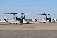  - Two MV-22Bs parked on the north GA ramp. VMM-364 Purple Foxes, MAG-34, 3rd MAW, Camp Pendleton, CA. - by Gerald Howard