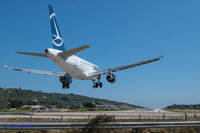  - Tarom Airbus 318 landing at Skiathos Airport. - by Andy Collins