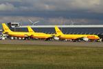  - EI-EXR Airbus A300B4-622R, OE-LNU Boeing 757-256 and D-ALET Boeing 757-28A on the DHL apron at East Midlands - by ChrisHall