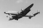  - Lockheed VC-121J Super Constellation from US Navy Keflavik on final approach to Runway 28 at Vaerloese Air Base in Denmark in 1969. The aircraft had a medium blue cheatline. - by Jan Lundsteen-Jensen
