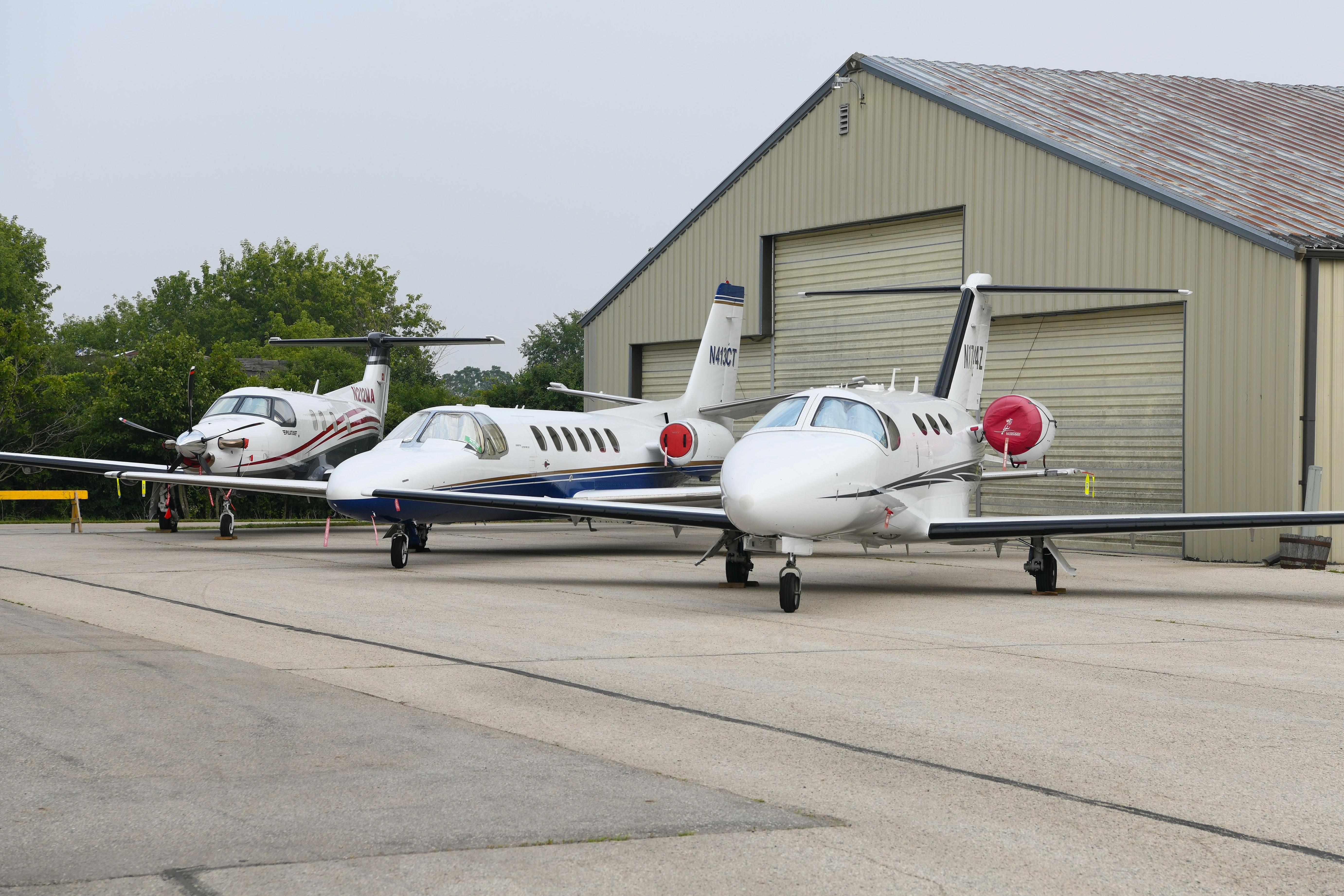  @ Fond Du Lac County Airport - Hangar area at Fond du Lac County Airport - by FerryPNL