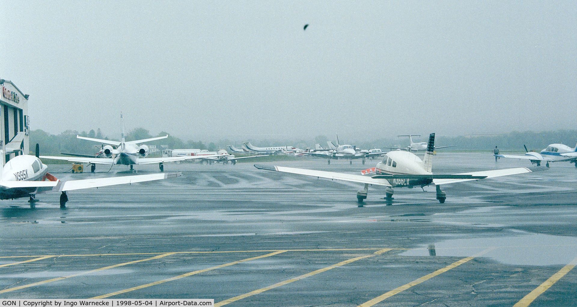 Groton-new London Airport (GON) - Groton-New London airport apron on a rainy day