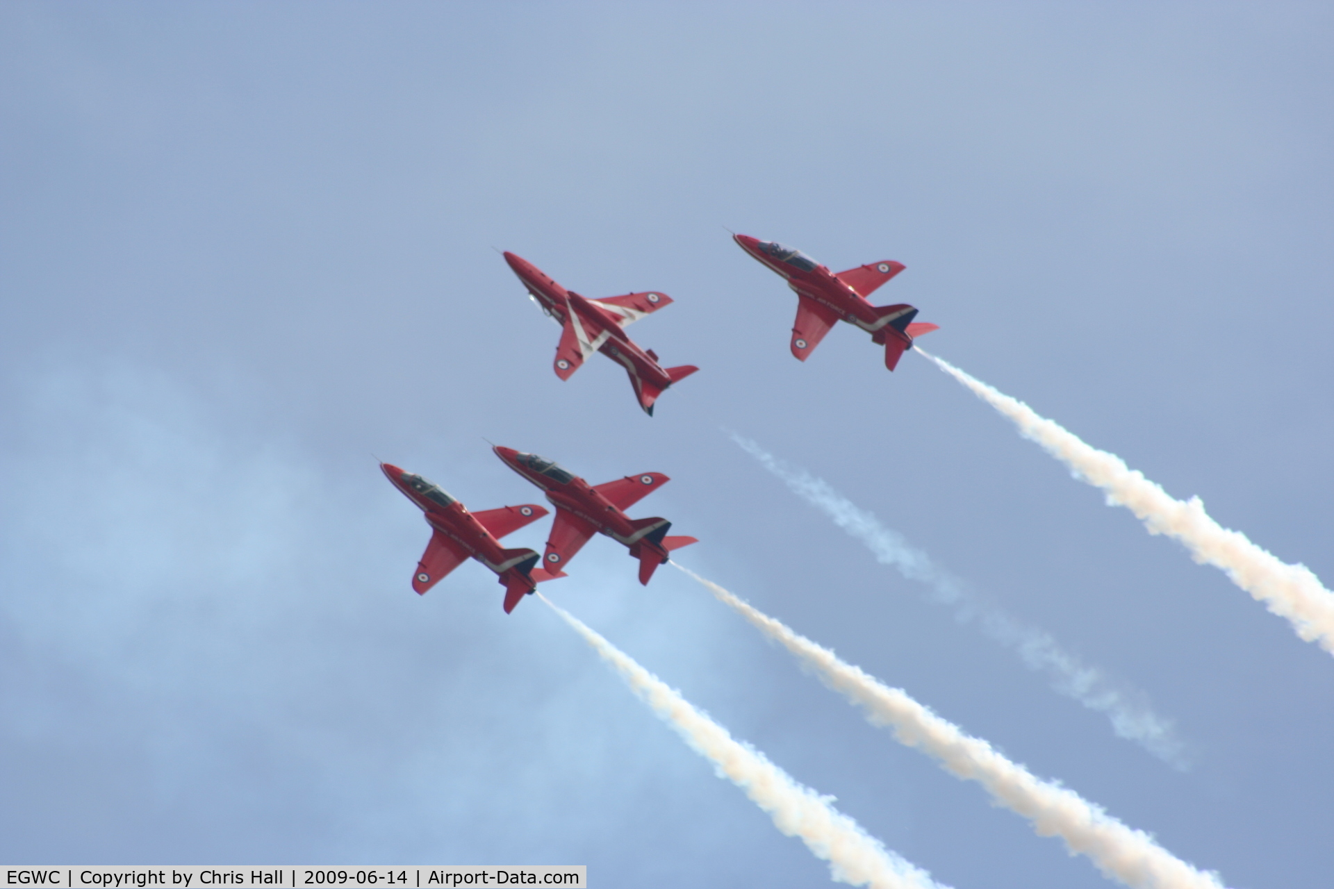 RAF Cosford Airport, Albrighton, England United Kingdom (EGWC) - Red Arrows displaying at the Cosford Airshow