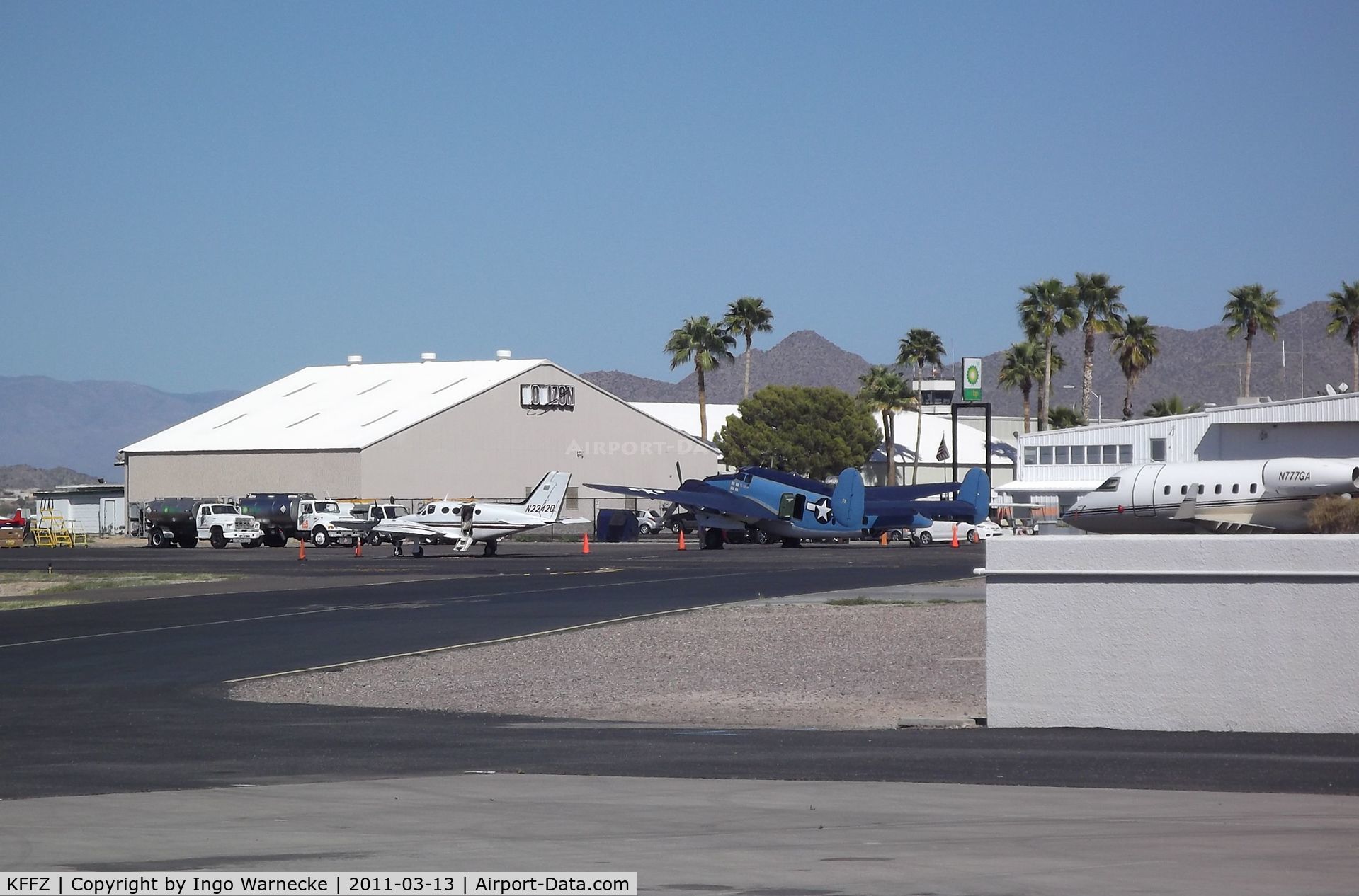 Falcon Fld Airport (FFZ) - looking towards Mesa airport from the museum grounds