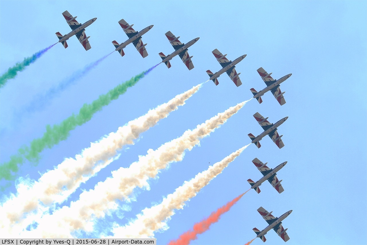LFSX Airport - Aerobatic demonstration team of the Italian Air Force Frecce Tricolori ( Tricolour Arrows), Luxeuil-St Sauveur air base 116 (LFSX)