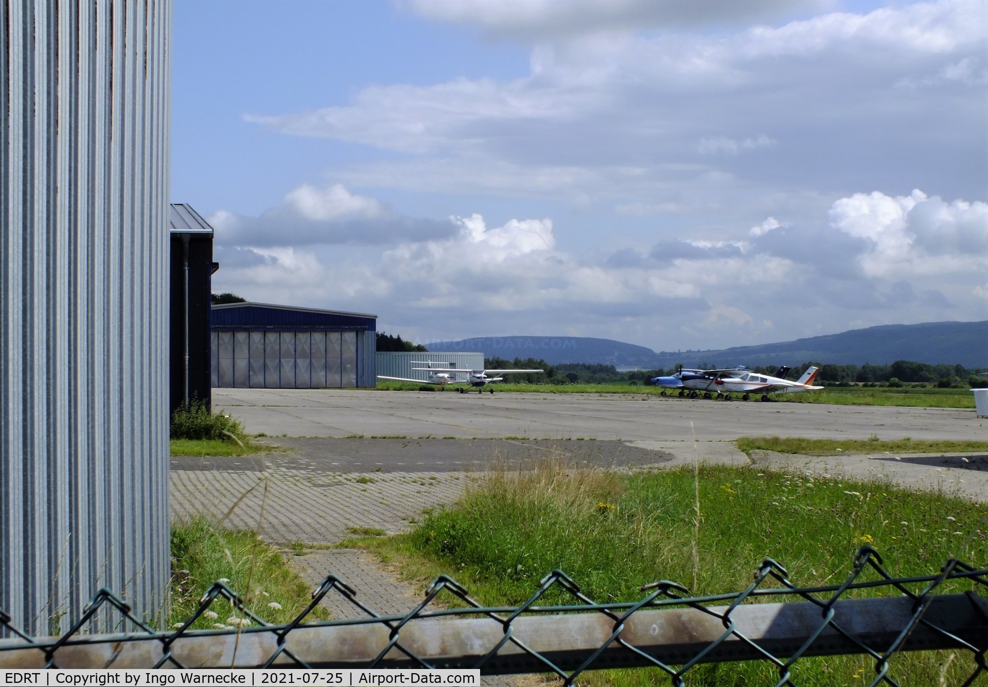 EDRT Airport - hangars and apron at Trier-Föhren airfield