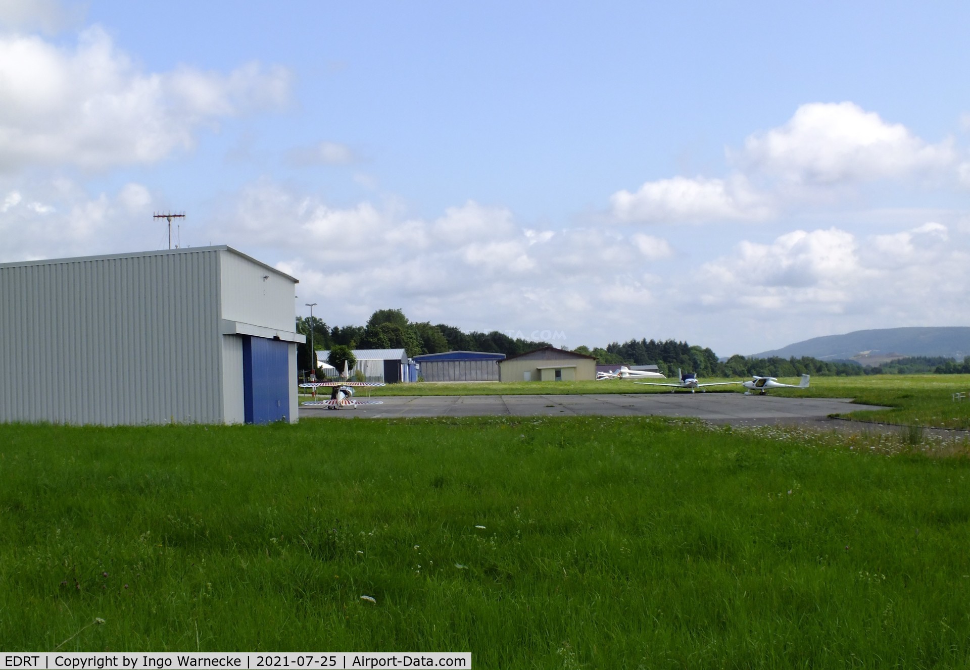 EDRT Airport - hangars and apron at Trier-Föhren airfield