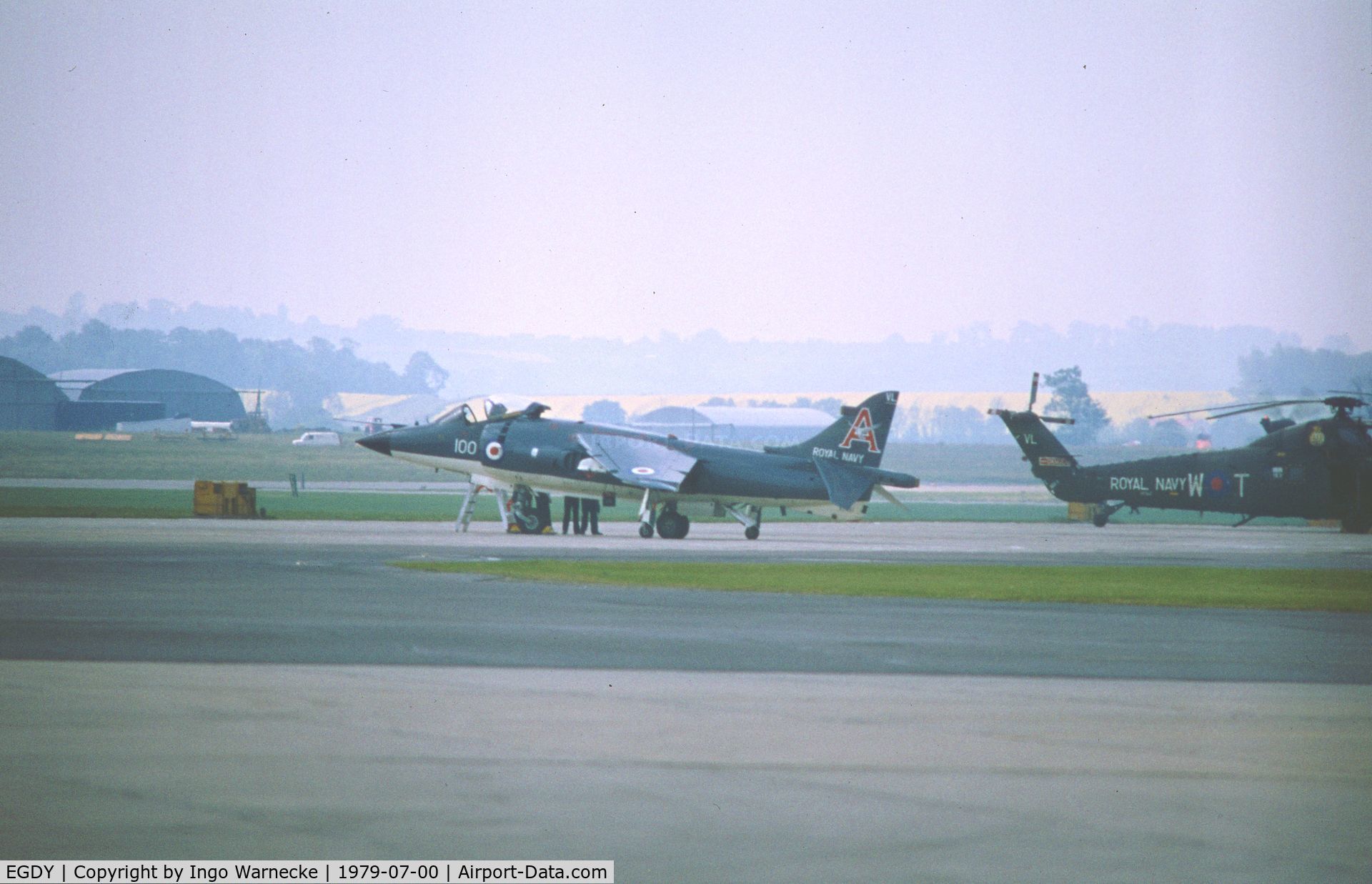 RNAS Yeovilton Airport, Yeovil, England United Kingdom (EGDY) - apron at RNAS Yeovilton with Sea Harrier