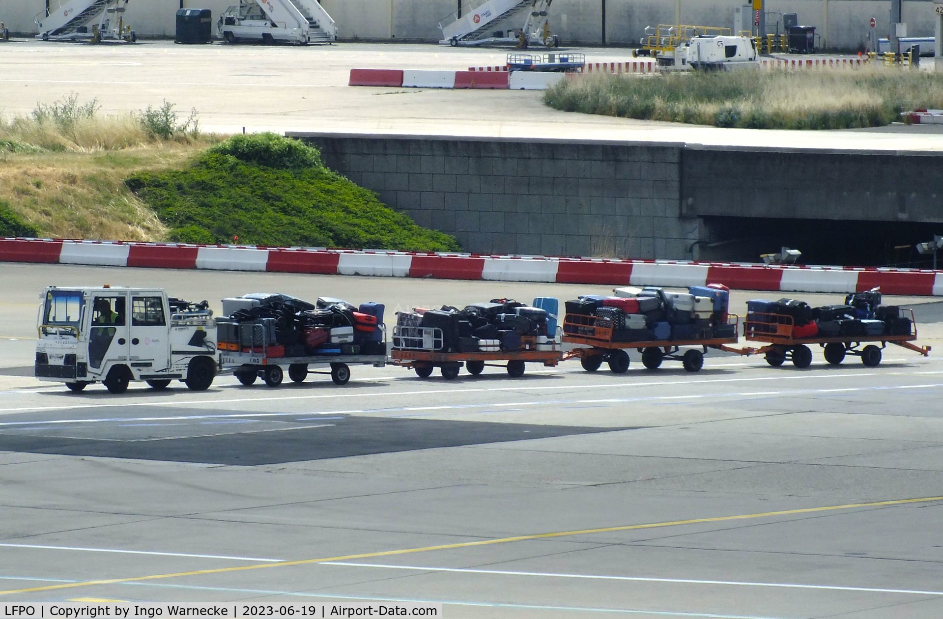 Paris Orly Airport, Orly (near Paris) France (LFPO) - incoming baggage train at Paris/Orly airport