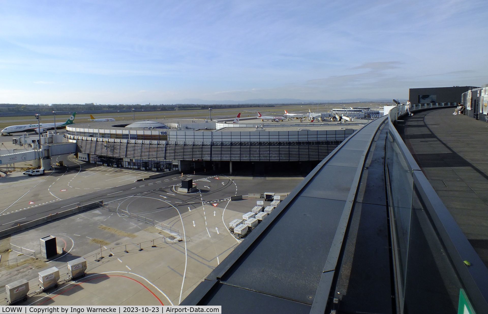 Vienna International Airport, Vienna Austria (LOWW) - visitors terrace and gates building D at Wien airport