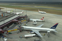 Tegel International Airport (closing in 2011), Berlin Germany (TXL) - Terminal seen from the tower with Delta Airlines Boeing 767-300 N172DN - by Yakfreak - VAP