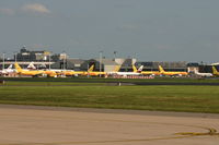 Brussels Airport, Brussels / Zaventem   Belgium (BRU) - DHL apron with a special guest on the right side - by Daniel Vanderauwera