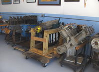 Santa Paula Airport (SZP) - Early Aircraft Engines in Watson Hangar-Aviation Museum of Santa Paula, from left to right-DH Gipsy I, DH Gipsy II, DH Gipsy II, Curtiss OX5, DH Gipsy Major I - by Doug Robertson